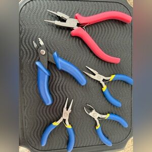 Jewelry Pliers & Wire Cutters Lot - Round Nose, Needle Nose, Flush Cutters 5 pc